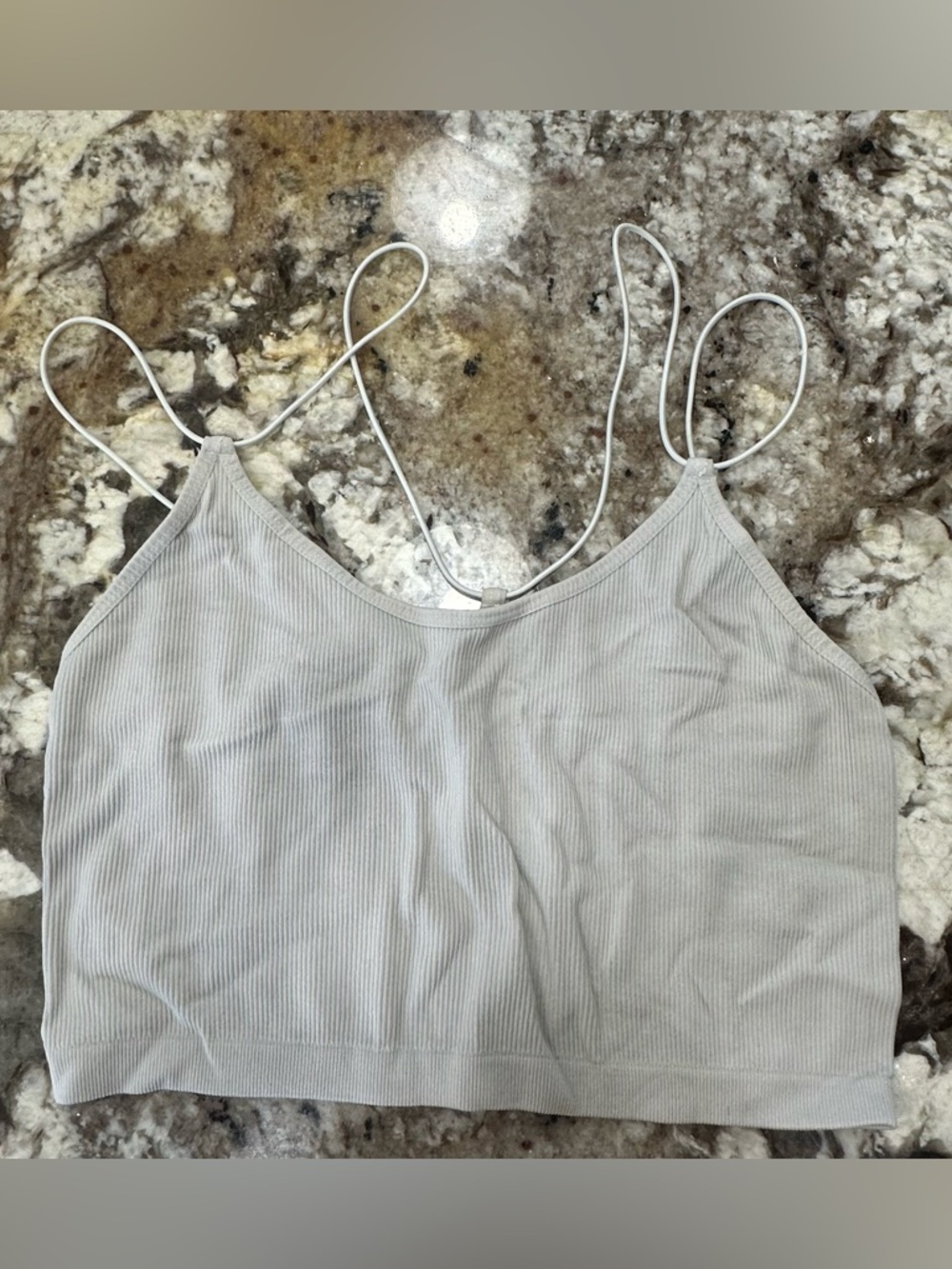 Charlotte Russe Light Gray Ribbed Cropped Cami Top
